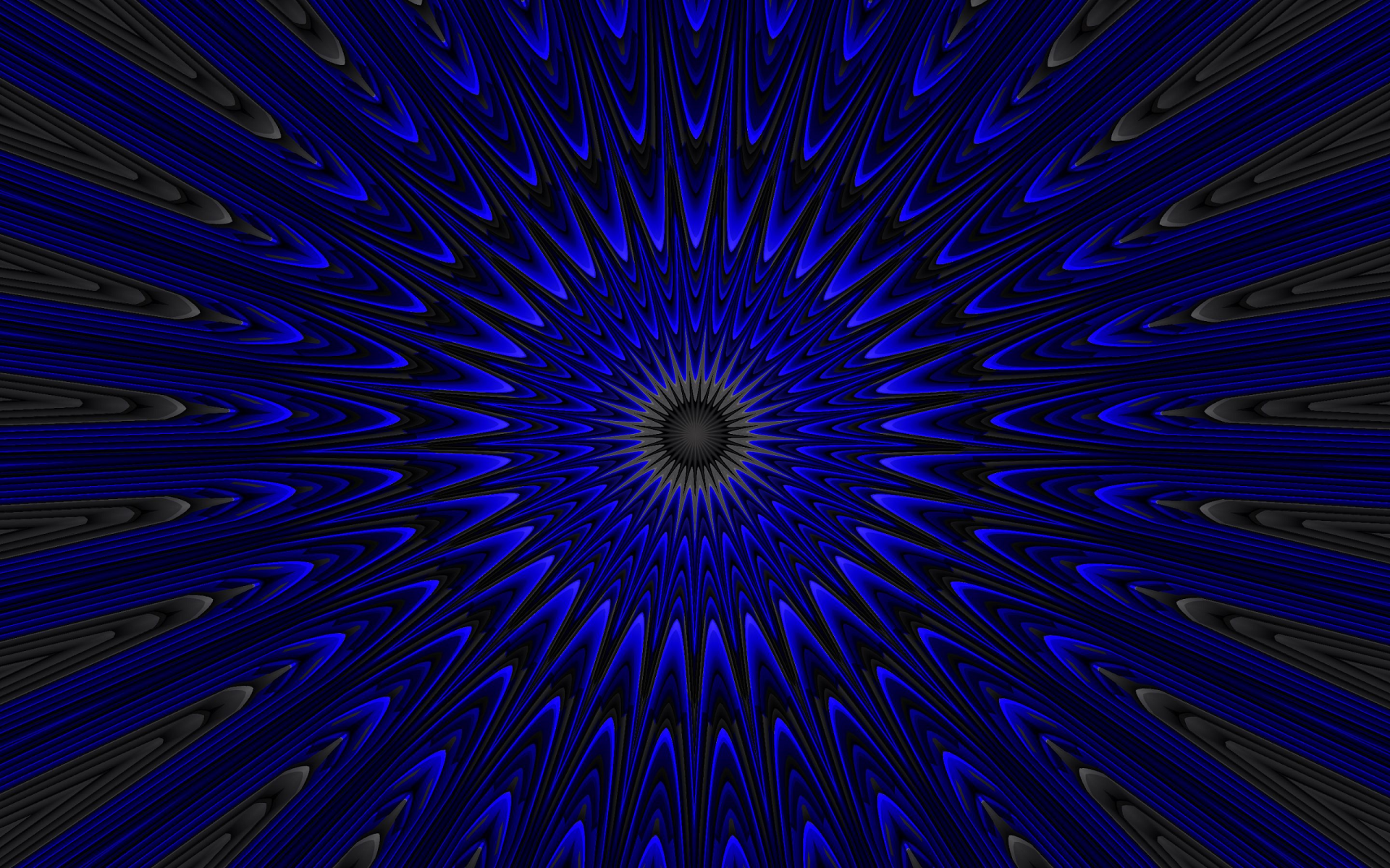 Abstract blue kaleidoscope pattern with intricate radial design, creating a vivid and dynamic HD desktop wallpaper background.