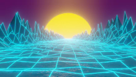 synthwave mountain grid artistic retrowave HD Desktop Wallpaper | Background Image