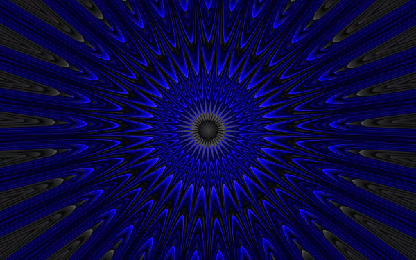 Abstract blue kaleidoscope pattern with intricate radial design, creating a vivid and dynamic HD desktop wallpaper background.