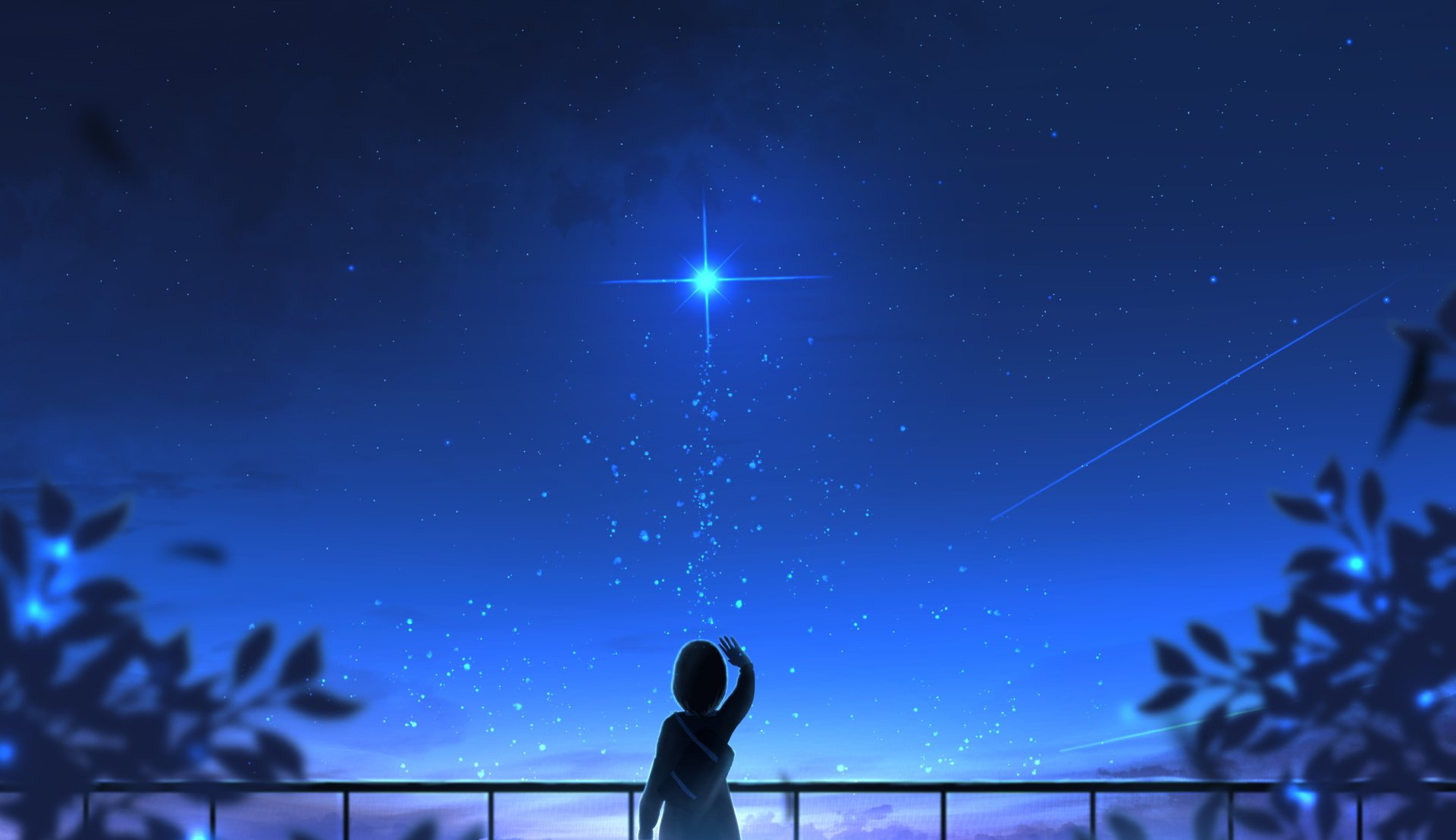 Starry Night Dreams: Anime Girl Under the Cosmic Sky - HD Wallpaper by ...