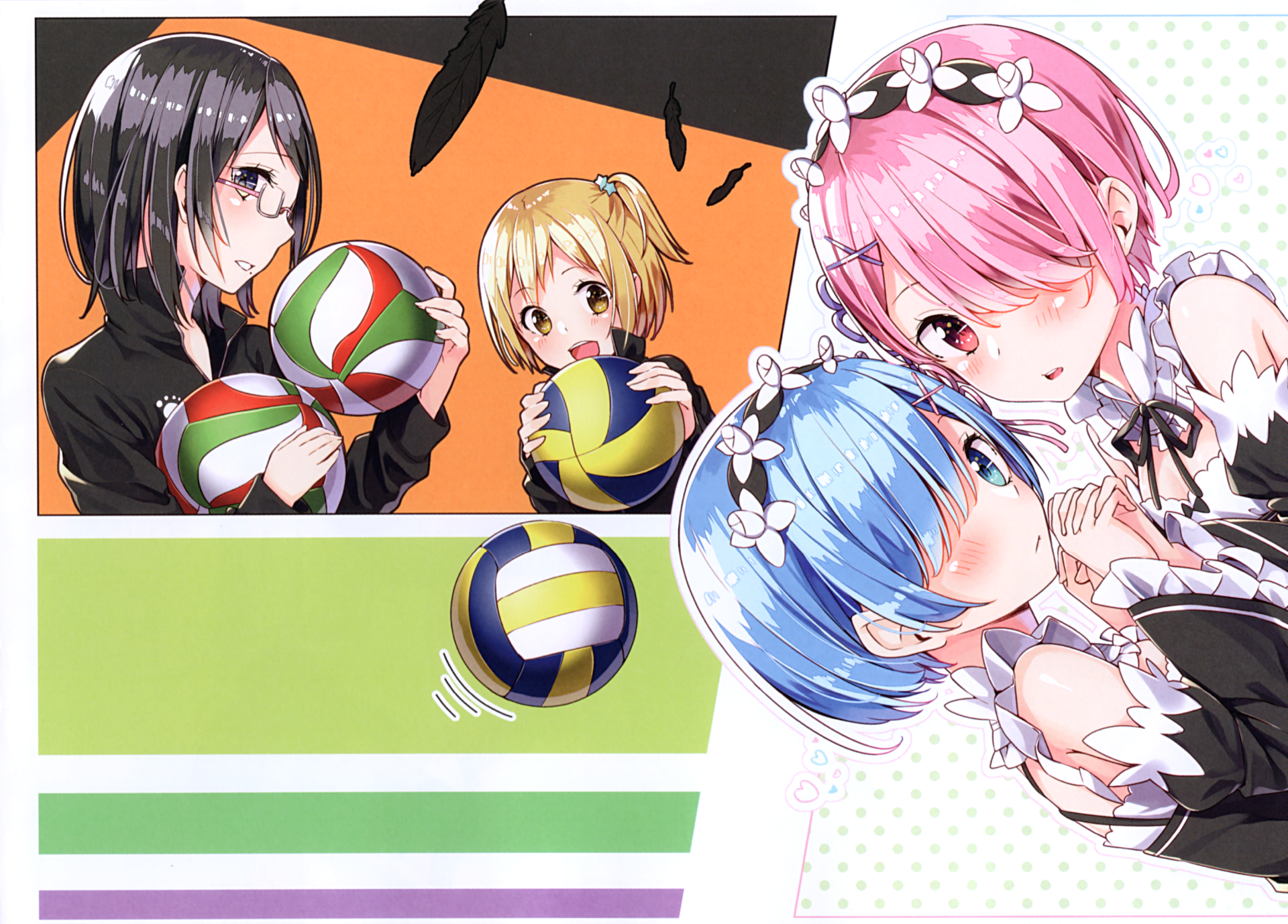 Download Kiyoko Shimizu Hitoka Yachi Rem (Re:ZERO) Ram (Re:ZERO) Re:Zero - Starting Life In Another World Haikyū!! Anime Crossover HD Wallpaper by 桜木蓮