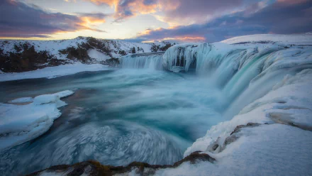  Godafoss Waterfall in Winter