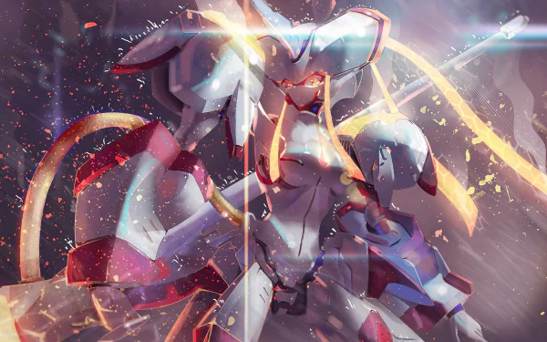 HD desktop wallpaper featuring Zero Two and Strelizia from the anime Darling in the FranXX, showcasing dynamic and vivid artwork.