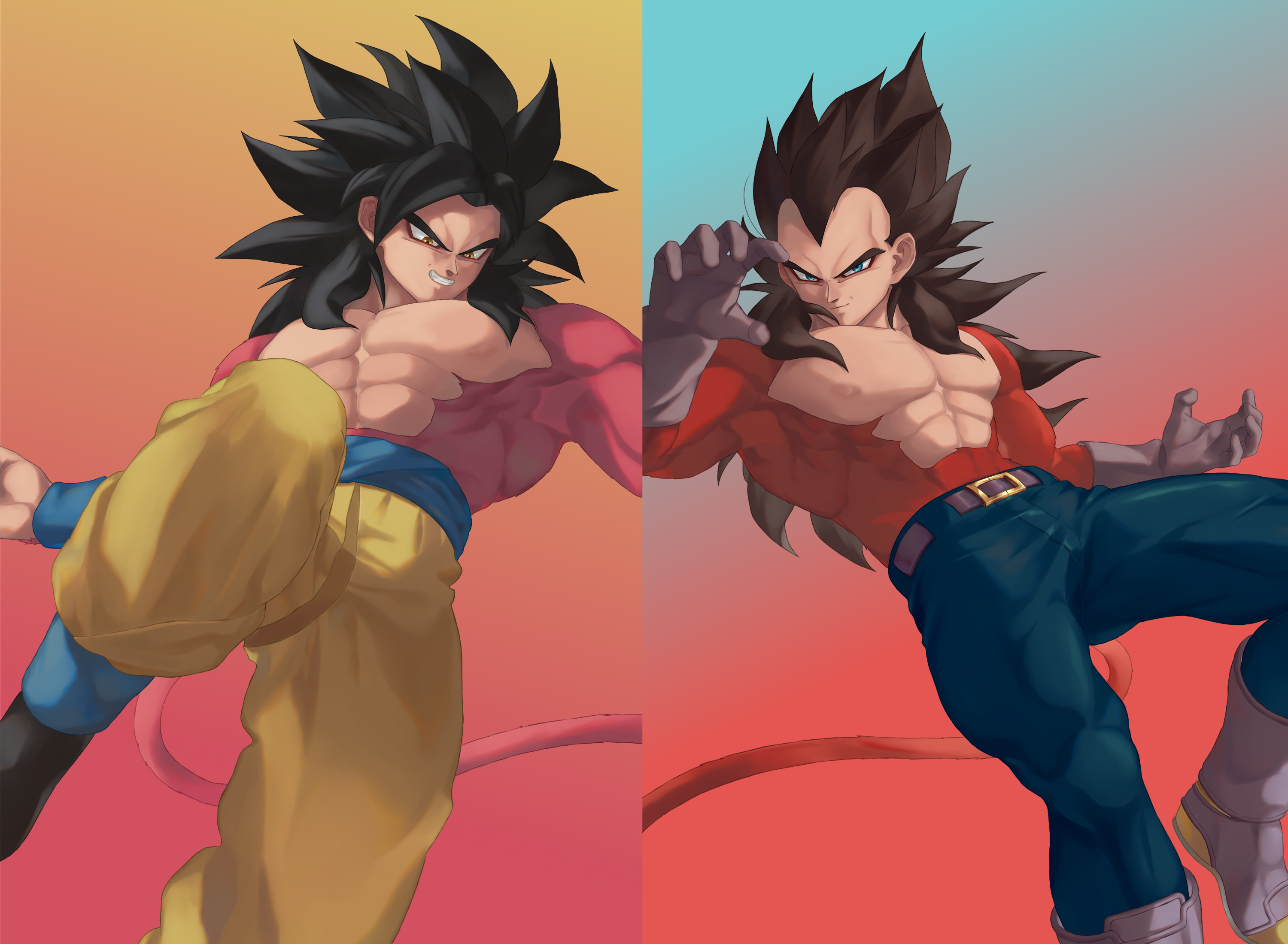 Goku and Vegeta SSJ4 by ksuke