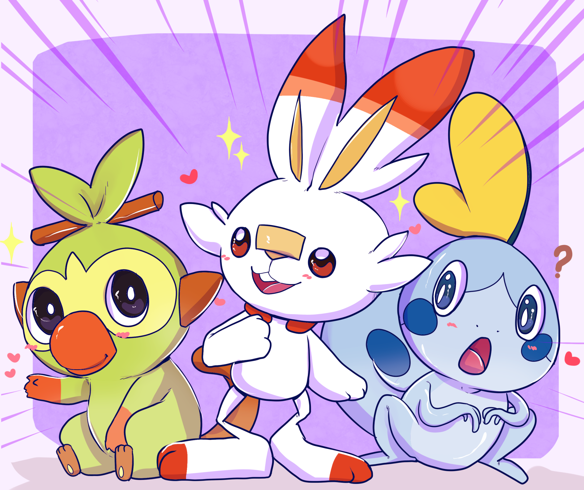 Download Sobble (Pokémon) Scorbunny (Pokémon) Grookey (Pokémon) Video Game Pokémon: Sword And Shield HD Wallpaper by Decora-Chan