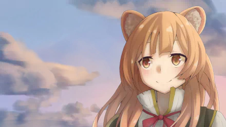 HD PC desktop wallpaper featuring Raphtalia from the anime The Rising of the Shield Hero, against a serene sky backdrop.