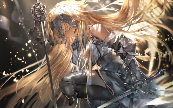 Anime Fate/Grand Order Fate Series Woman Warrior Blonde Mood Long Hair Weapon Sword Armor Fate Headdress Earrings Thigh Boots HD Wallpaper | Background Image