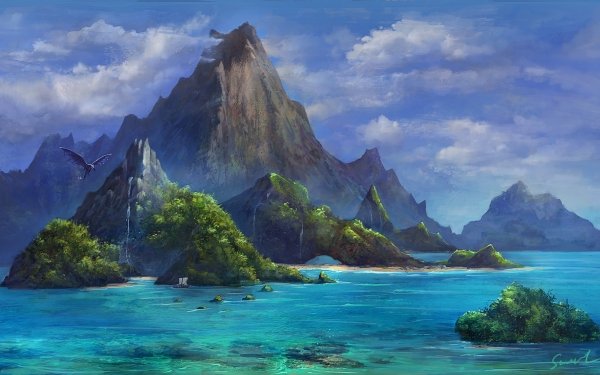 Fantasy Landscape Island HD Wallpaper | Background Image