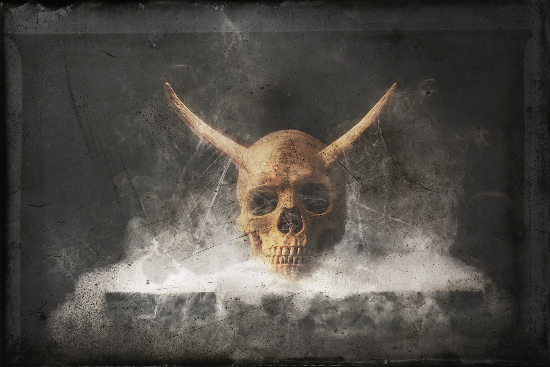 Download Smoke Horns Dark Skull HD Wallpaper