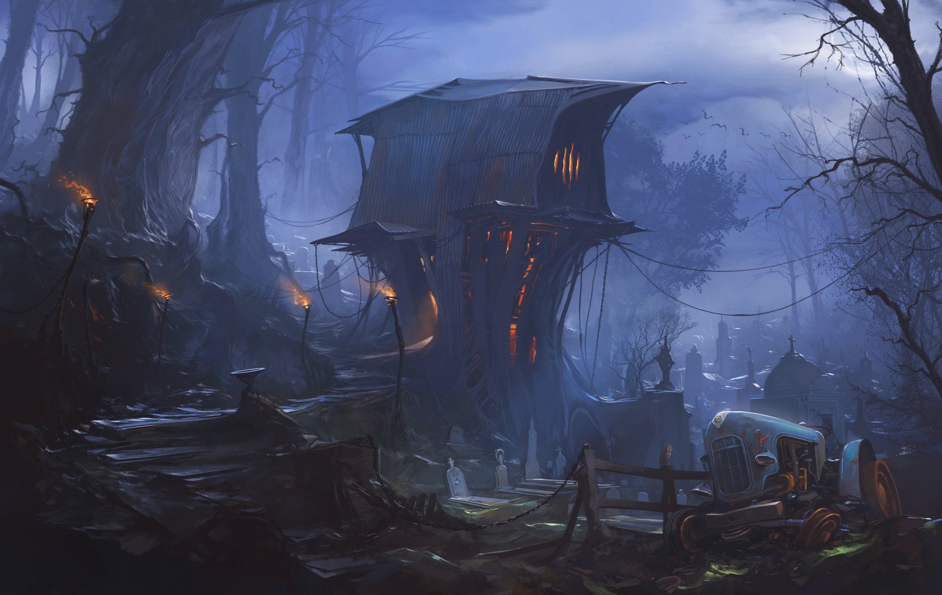 Download Dark Cemetery HD Wallpaper by Alejandro Burdisio