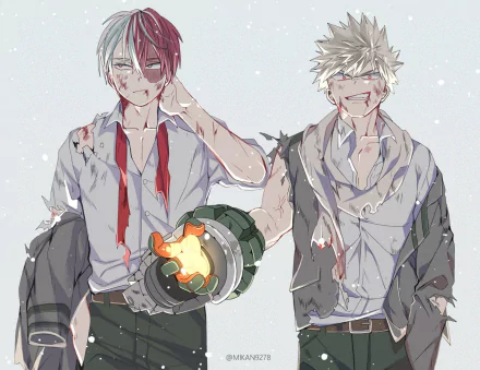 Katsuki Bakugou Shoto Todoroki Anime My Hero Academia HD Desktop Wallpaper | Background Image