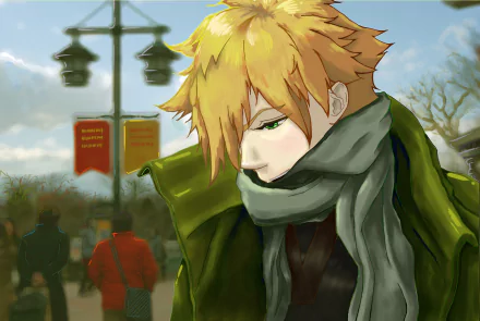 Anime-style 4K Ultra HD wallpaper featuring Robin Hood from Fate/Grand Order, set against a detailed outdoor background with muted colors and soft lighting.