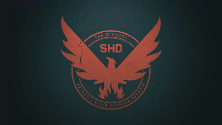 HD desktop wallpaper and background featuring the emblem of Tom Clancy’s The Division 2, showcasing a stylized eagle with outstretched wings, labeled with SHD.