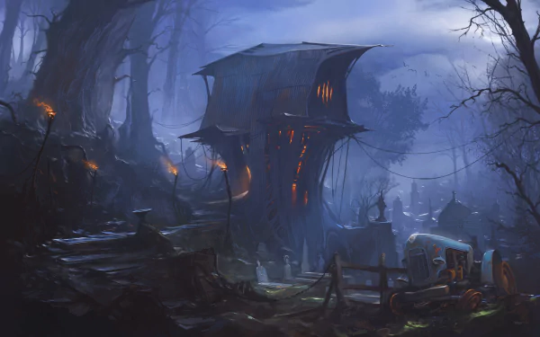 dark cemetery HD Desktop Wallpaper | Background Image